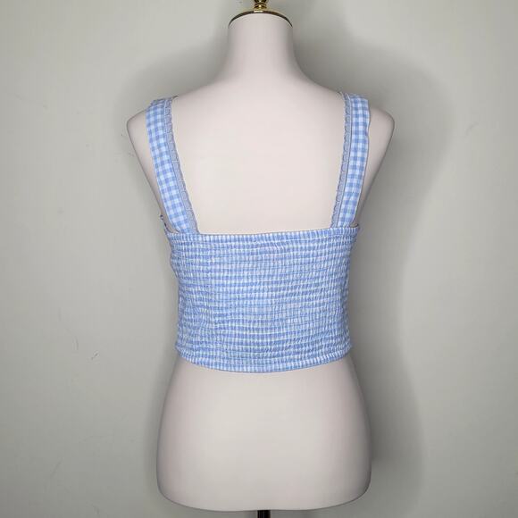 Sky Blue Gingham Milkmaid Cottagecore Countrycore Dorothy Smocked Top Sz M NWT - Picture 2 of 7